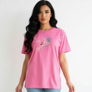 Women Pink Graphic T Shirt Short Sleeves GOAT NWT
